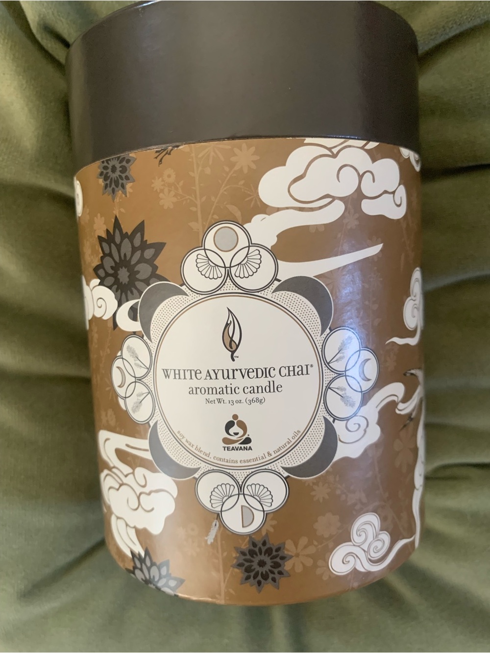 Teavana White Ayurvedic Chai Aromatic Candle — Brown and White Design - Rare